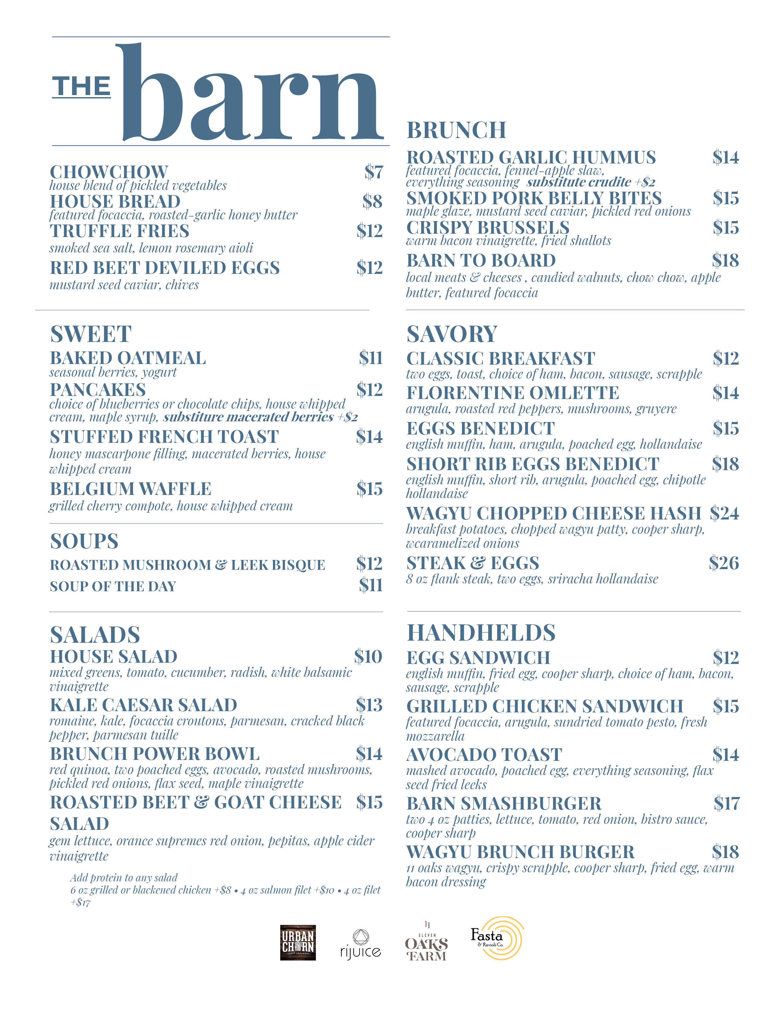 the barn menu homepage image